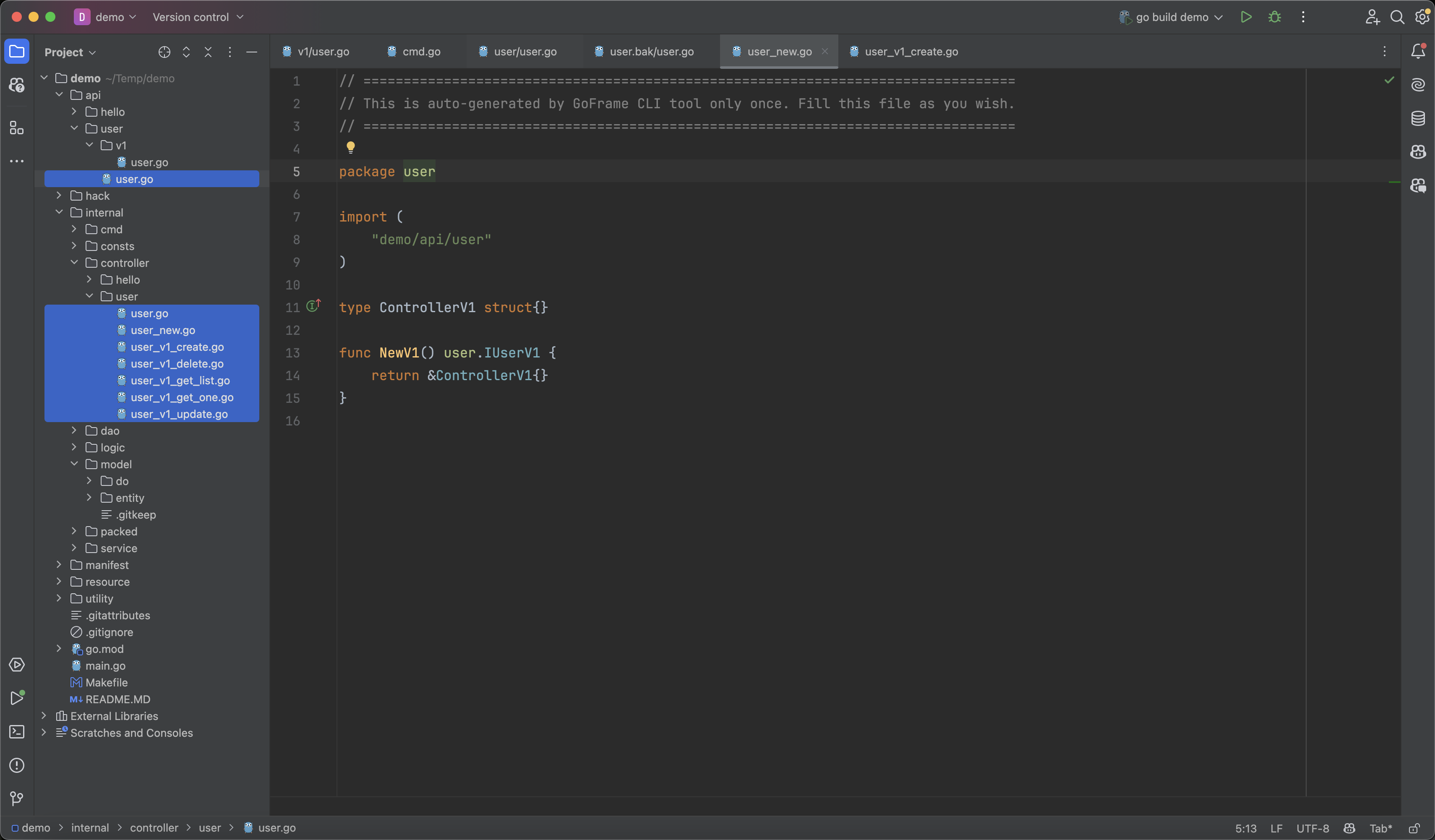 goframe api interface controller